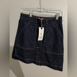 Monoprix Femme Denim Skirt Trapeze Button Front Dark Wash Size 36 NWT